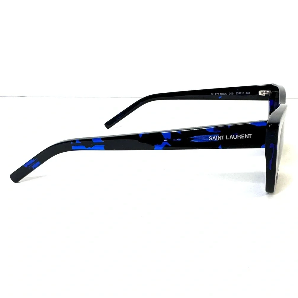 SAINT LAURENT Mica Cat Eye Sunglasses NEW Style SL 276 009 Black Blue Havana